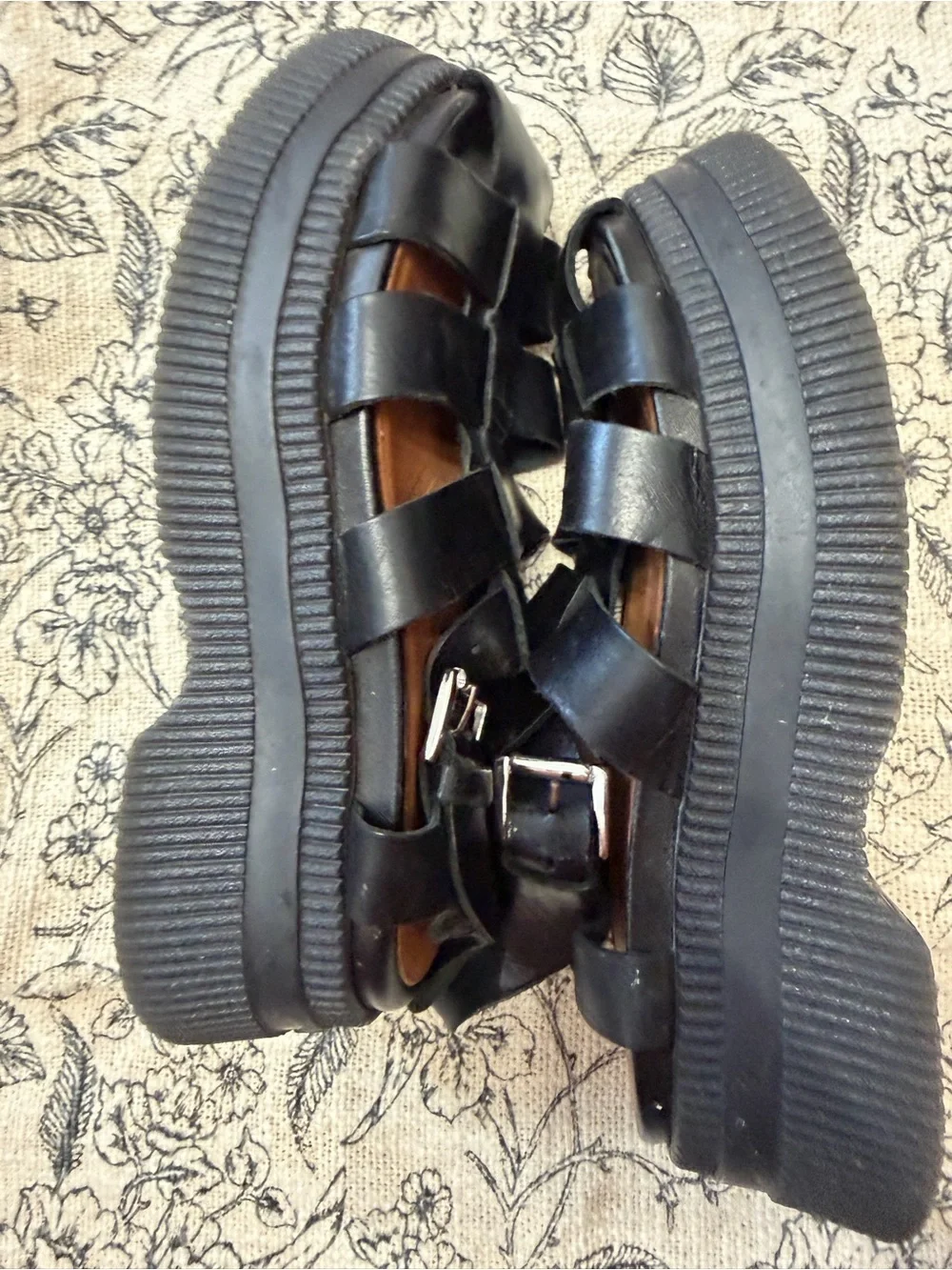 GANNI CREEPER SANDALS WITH PLATFORM SOLE - BLACK